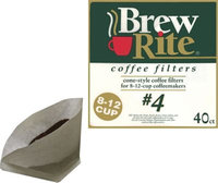 Brew Rite 8-12 Cup #4 Cone Coffee Filters, 40/Pack