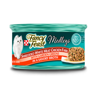 Fancy Feast® Shredded Fare White Meat Chicken Wet Cat Food With Garden Greens In A Savory Broth