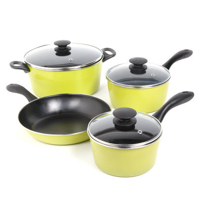 Gibson Overseas, Inc. Sunbeam Armington 7-Piece Cookware Set, Lime
