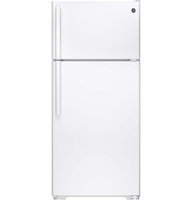 GE GTS16GTHWW 15.5 cu. ft. Top-Freezer Refrigerator with Adjustable Humidity Drawers, Adjustable Spill-Proof Glass Shelves, Gallon Door Storage, Snack Drawer and Upfront Temperature Controls: White