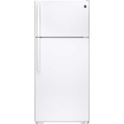 GE GTS16GTHWW 15.5 cu. ft. Top-Freezer Refrigerator with Adjustable Humidity Drawers, Adjustable Spill-Proof Glass Shelves, Gallon Door Storage, Snack Drawer and Upfront Temperature Controls: White