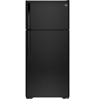 GE GTE16GTHBB 15.5 cu. ft. Top-Freezer Refrigerator with Adjustable Humidity Drawers, Adjustable Spill-Proof Glass Shelves, Gallon Door Storage, Snack Drawer, Upfront Temperature Controls and Energy Star Qualified: Black