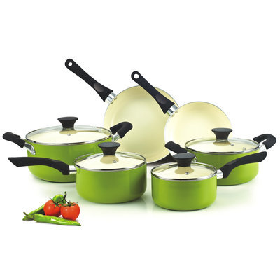Neway Int Housewares Cook N Home Green Nonstick Ceramic 10-piece Cookware Set