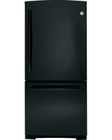 GE GDE23GGHBB 23.2 Cu. Ft. Black Bottom Freezer Refrigerator - Energy Star