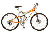 Taiwan New Idea Service Enter. Titan #137 Fusion PRO Alloy Dual Suspension All Terrain Mountain Bike with Disc Brake, 21-speeds, 19-Inch Frame, Orange and Silver