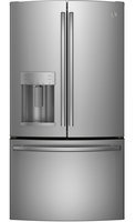 GE GYE22KSHSS 22.1 cu. ft. Bottom Freezer Refrigerator with 5 Glass Shelves, TwinChill Evaporators, Showcase LED Lighting, Turbo Cool Setting and Energy Star Qualified: Stainless Steel