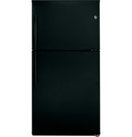 GE GTE21GTHBB 21.2 cu. ft. Capacity Top Freezer Refrigerator with 3 Glass Shelves, 2 Adjustable Humidity Crispers, Upfront Temperature Controls, ADA Compliant and Energy Star Qualified: Black