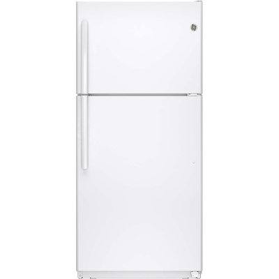 GE GIE18ETHWW 18.2 cu. ft. Top-Freezer Refrigerator with Adjustable Glass and Wire Shelves, Dual Temperature Controls and Factory-Installed Icemaker: White