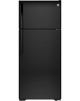 GE GIE18HGHBB 17.6 cu. ft. Top-Freezer Refrigerator with 3 Glass Shelves, Adjustable Gallon Door Storage, Factory-Installed Icemaker, Quick Space Shelf and Energy Star Qualified: Black