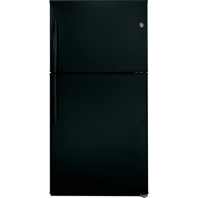 GE GIE21GTHBB 21.2 cu. ft. Capacity Top Freezer Refrigerator with 3 Glass Shelves, 2 Adjustable Humidity Crispers, Upfront Temperature Controls, ADA Compliant and Energy Star Qualified: Black
