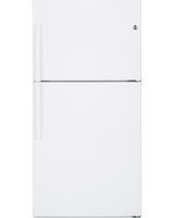 GE GIE21GTHWW 21.2 cu. ft. Capacity Top Freezer Refrigerator with 3 Glass Shelves, 2 Adjustable Humidity Crispers, Upfront Temperature Controls, ADA Compliant and Energy Star Qualified: White