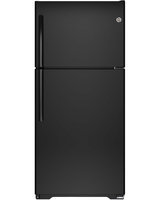 GE GTE18ETHBB 18.2 cu. ft. Top-Freezer Refrigerator with 4 Shelves, Upfront Temperature Controls, Automatic Defrost, ADA Compliant and Energy Star Qualified: Black
