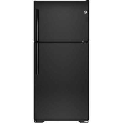GE GTE18ETHBB 18.2 cu. ft. Top-Freezer Refrigerator with 4 Shelves, Upfront Temperature Controls, Automatic Defrost, ADA Compliant and Energy Star Qualified: Black