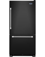 Maytag Refrigerator. 30 in. W 18.7 cu. ft. Bottom Freezer Refrigerator in Black with Stainless Steel Handles MBF1958DEE