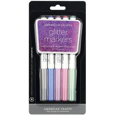 American Crafts GG62439 Glitter Markers Broad Point 5/Pkg