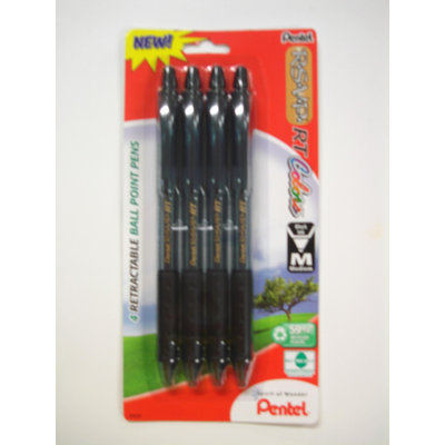 Pentel Of America, Ltd. Colors Retractable Ball Point Pens Black Medium