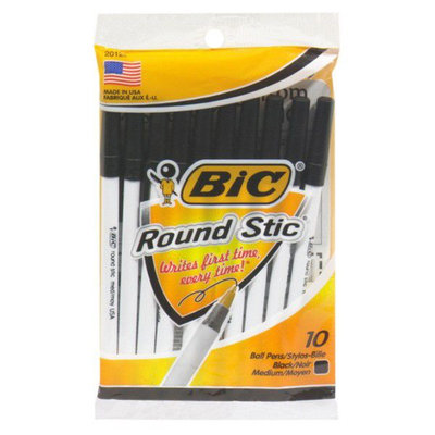BIC Round Stick Ballpoint Pens in Black 10 Pack