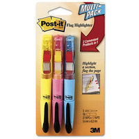Post-it® Flag + Highlighter, Blue/Yellow/Pink, 50 Flags/Pen, 3/Pk