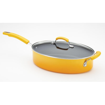 Rachael Ray 5-Quart Covered Saute Pan with Helper Handle Yellow