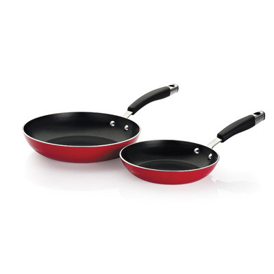 Kenmore 2-Piece Non-Stick Aluminum Frying Pan Set Red Multi