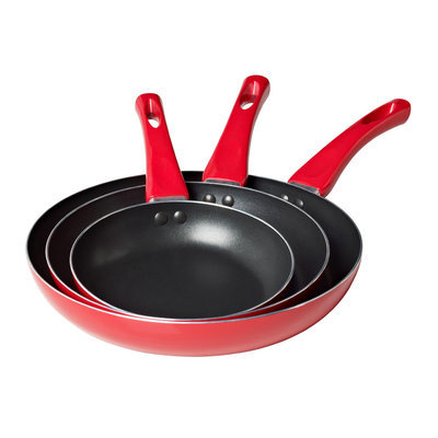 Essential Home 3pk Red Fry Pan Set 11 in.