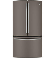 GE 35.75 in. W 23.1 cu. ft. French Door Refrigerator in Slate, Counter Depth PWE23KMDES