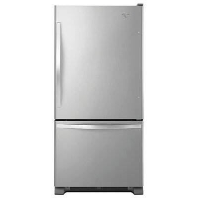 Whirlpool WRB322DMBM 21.9 cu. ft. Bottom-Freezer Refrigerator with SpillGuard Glass Shelves, Fixed Gallon Door Bin, Humidity Controlled Crispers, LED Lighting and Ice Maker: Stainless Steel