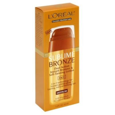 L'Oréal Paris Dermo Expertise Sublime Bronze Dual Action Instant Bronzer & Self Tanning Lotion, with Vitamin E