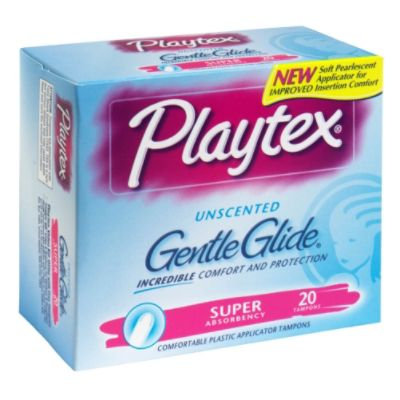 Playtex Gentle Glide Tampons, with Comfortable Plastic Applicator, Super Absorbency, Unscented, 20 tampons