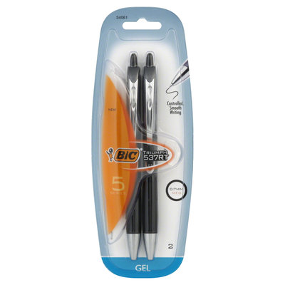 BIC 2 Count Black Triumph Medium Retractable Gel Pens