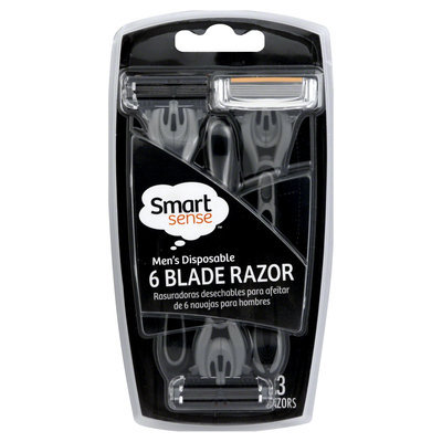 Kmart Corporation Smart Sense Razor, 6 Blade, Men's Disposable, 3 razors