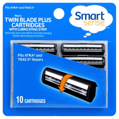 Kmart Corporation Smart Sense Razors, Twin Blade Plus, with Lubricating Strip, Men's, 10 cartridges