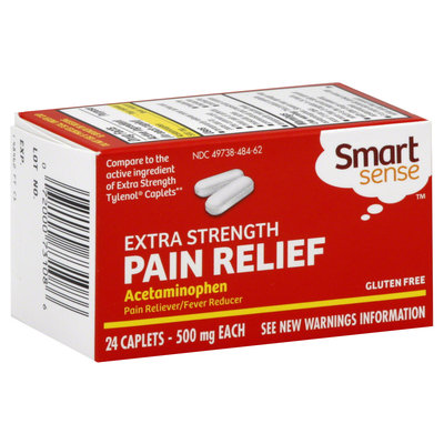 Smart Sense Acetaminophen, 500 mg, Extra Strength, Caplets, 24 caplets - KMART CORPORATION