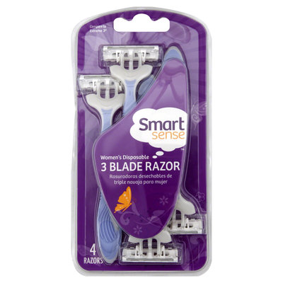 Smart Sense 3-Blade Women's Disposable, 4 razors