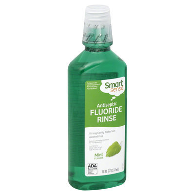 Smart Sense Fluoride Rinse, Antiseptic, Mint Flavor, 18 fl oz (532 ml) - KMART CORPORATION