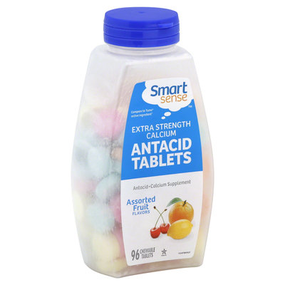 Smart Sense Antacid Tablets, Extra Strength Calcium, Chewable, Assorted Fruit Flavors 96 tablets - KMART CORPORATION