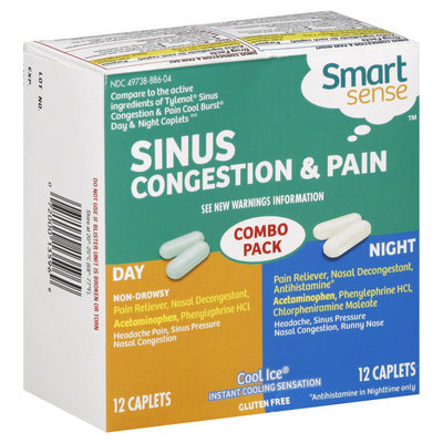 Smart Sense Sinus Congestion & Pain, Day/Night, Cool Ice, 24 Caplets - KMART CORPORATION