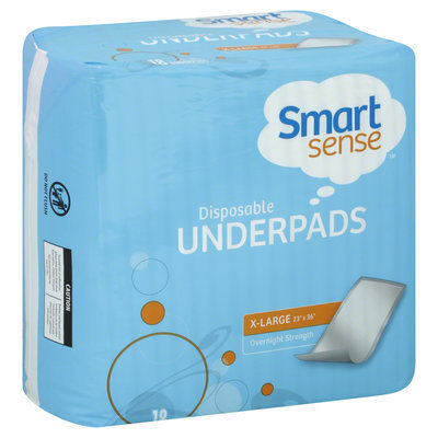 Smart Sense Underpads, Disposable, Overnight Strength, X Large, 18 count - KMART CORPORATION