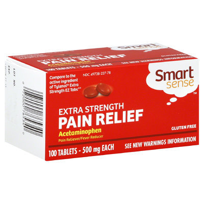 Smart Sense Pain Relief, Extra Strength, 500 mg, 100 Tablets - KMART CORPORATION