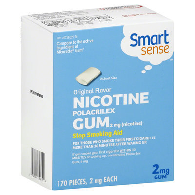 Smart Sense Stop Smoking Aid, 2 mg, Gum, Original Flavor, 170 2 mg pieces - KMART CORPORATION