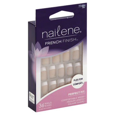 Pacific World Corporation Nailene Flex For Comfort French Finish Nails, Medium, Pack Of 2