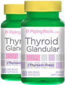 Piping Rock Thyroid Glandular (Thyroxin-Free) 200 mg 2 Bottles x 60 Capsules
