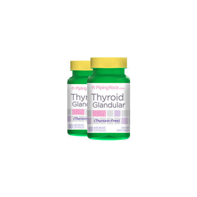 Piping Rock Thyroid Glandular (Thyroxin-Free) 200 mg 2 Bottles x 60 Capsules