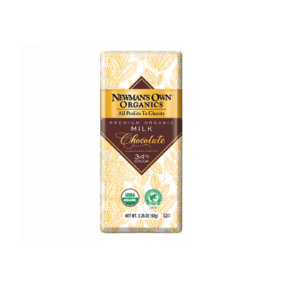 Newman's Own Organic Premium Chocolate Bar Milk 34% Cocoa