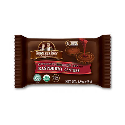 Newman's Own Organics Super Dark Chocolate Cups With Raspberry Centers