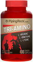 Piping Rock Tri Amino L-Arginine L-Ornithine L-Lysine 100 Coated Caplets