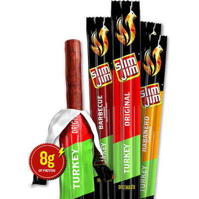 Slim Jim Turkey Smoked Snack Stick Barbecue