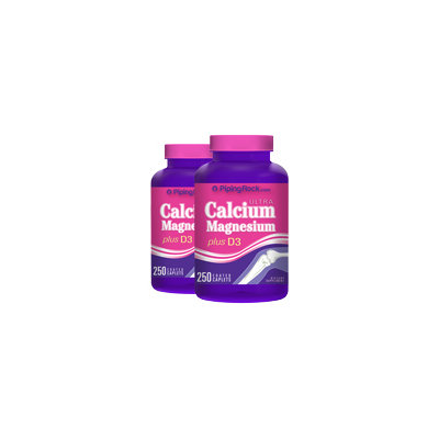 Piping Rock Calcium Magnesium Plus D3 2 Bottles x 250 Coated Caplets