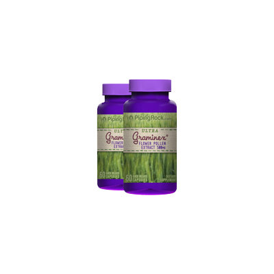 Piping Rock Graminex Flower Pollen Extract 500mg 2 Bottles x 60 Capsules