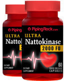 Piping Rock Ultra Nattokinase 2000 FU 100 mg 2 Bottlex x 60 Capsules